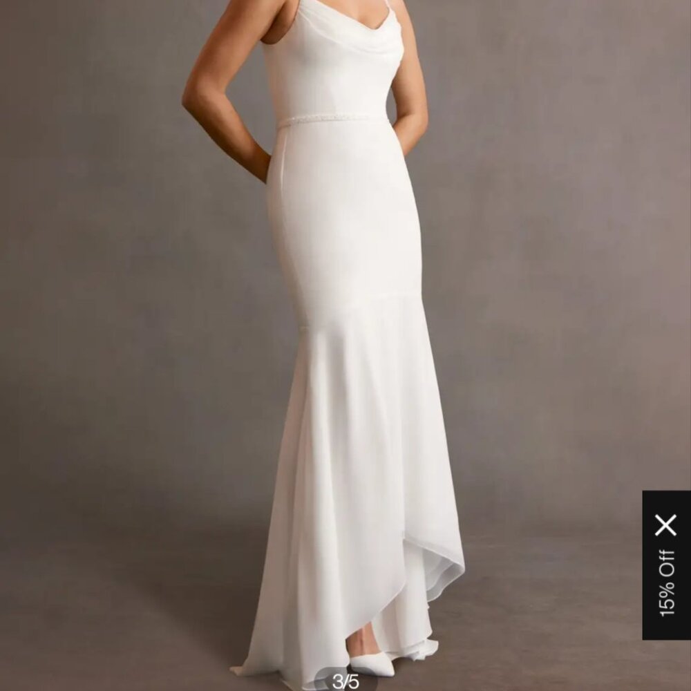 Azazie Sunbeam Mermaid Beaded Wedding Dress BE5 Diamond White Size WD8